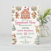 ジンガーブレッ飾ドハウスのパーティークッキー 招待状 (スタンド正面)