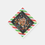 ジンガーブレッ飾ドハウスのパーティーナプキン – Blk スタンダードカクテルナプキン (角)