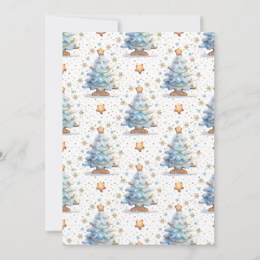 ジンガーブレッ飾ドハウスのパーティーブルー誕生日 招待状 (裏面)