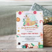 ジンガーブレッ飾ドハウスのパーティー第1誕生日 招待状