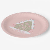 ジンガーブレッ飾ドハウス誕生日ピンク ペーパープレート (アングル)