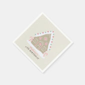 ジンガーブレッ飾ドハウス誕生日ベージュ スタンダードカクテルナプキン (角)