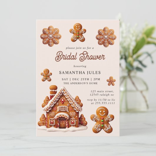 ジンガーモダンブレッドハウスクリスマスブライダルシャワー 招待状 (スタンド正面)