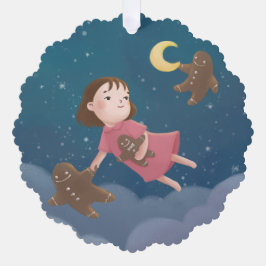 ジンガー飛んでいるパンのクッキーの夢と オーナメントカード