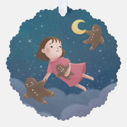 ジンガー飛んでいるパンのクッキーの夢と オーナメントカード (正面)