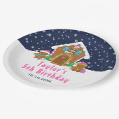 ジンガー飾ブレッドの誕生日パーティー海軍ピンク ペーパープレート (アングル)