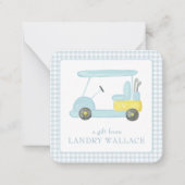 ジンガ名門私立校風のムウォーターカラーブルーモノグラムゴルフカート ノートカード (正面)