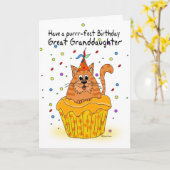 ジンガ素晴らしネコ付き孫娘バースデーカード カード (黄色い花)