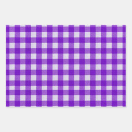 ジンガ素朴ムタータンチェックプレイドオレンジパープルピンク ラッピングペーパーシート