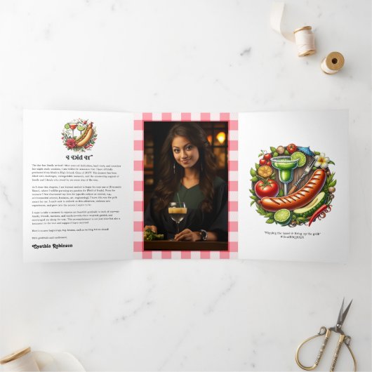 ジンガ素朴ム&グリルテーマBBQ卒業 三つ折り招待状 (内部)