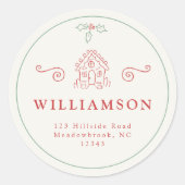 ジンガ素朴ーブレッドモダンハウスクリスマスホリデー ラウンドシール (正面)