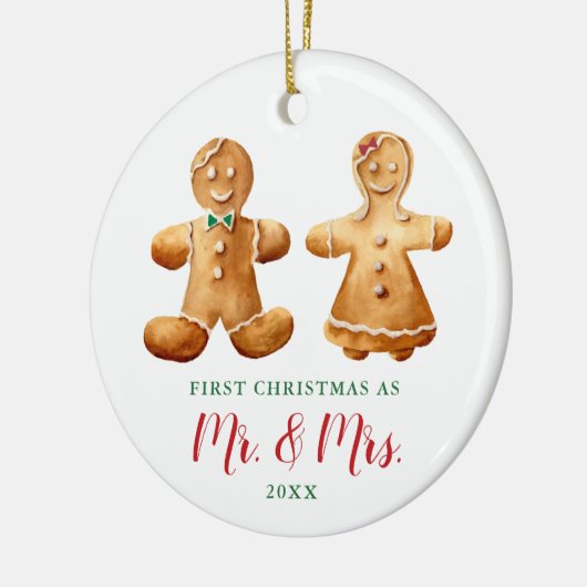 ジンガ結婚したーパンのカップルのクパーソナライズされたリスマス セラミックオーナメント (左)