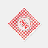 ジンガ赤と白ムチェックファミリーBBQ スタンダードカクテルナプキン (角)