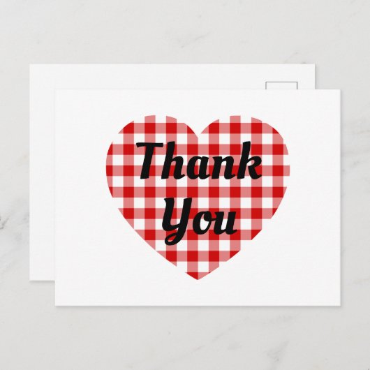 ジンガ赤と白ムハートシェイプありがとう ポストカード (正面/裏面)