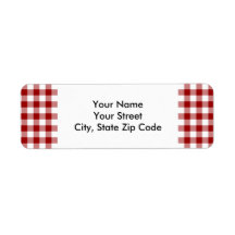 ジンガ赤と白ムパターン差出人住所ラベル