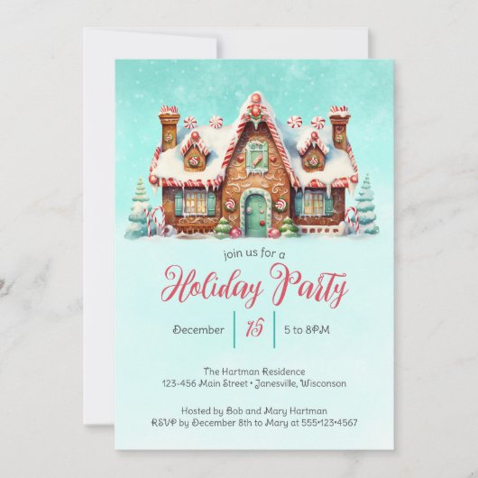 ジンガ魅力的ーブレッドハウスホリデーパーティー シーズンカード (正面)