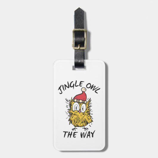 ジンクルフクロウおもしろいサンタフクロウ ラゲッジタグ (正面縦)