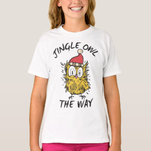 ジンクルフクロウおもしろいサンタフクロウ Tシャツ