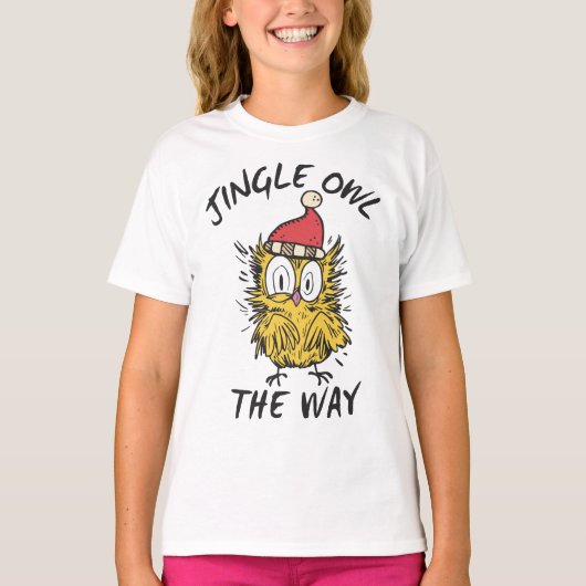ジンクルフクロウおもしろいサンタフクロウ Tシャツ (正面)