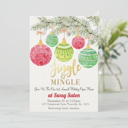 ジングルとミングルクリスマスパーティの招待状 招待状 (スタンド正面)