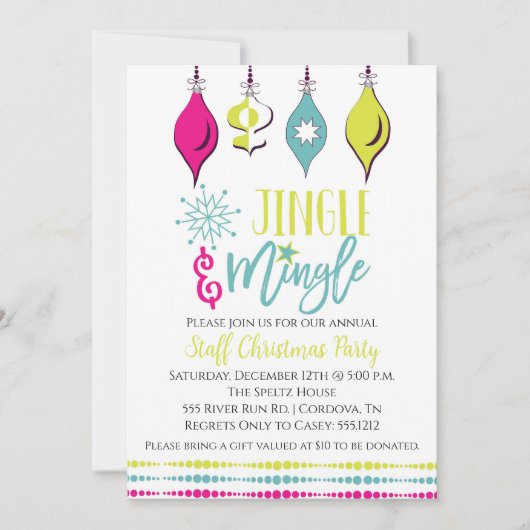 ジングルとミングルクリスマスパーティの招待状 招待状 (正面)