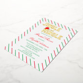 ジングルとミングルクリスマスブライダルシャワー 箔招待状 (回転した状態)