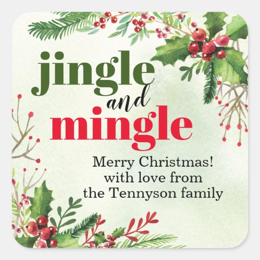 ジングルとミングルクリスマスホリデー スクエアシール (正面)