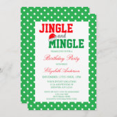 ジングルとミングルクリスマス誕生日 招待状 (正面/裏面)