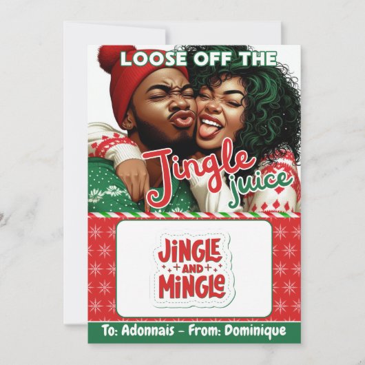 ジングルのジュースおもしろいクリスマスギフトカードホルダー 招待状 (正面)