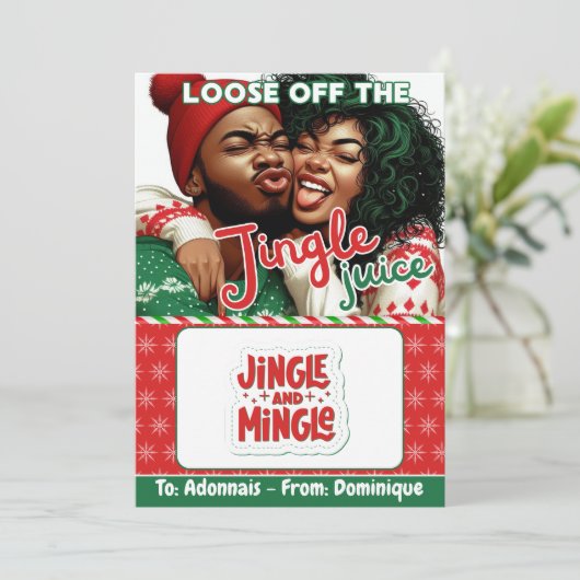 ジングルのジュースおもしろいクリスマスギフトカードホルダー 招待状 (スタンド正面)