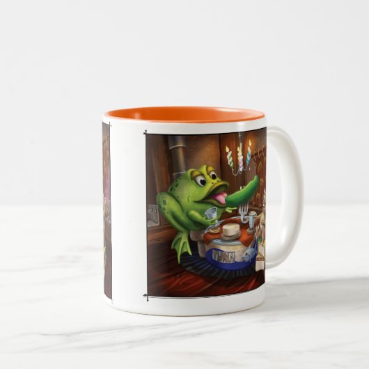 ジングルのジングル少し格言のカエルおよびマウスのマグ ツートーンマグカップ (正面右)