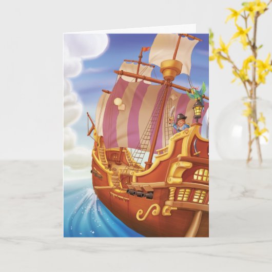 ジングルのジングル少し格言の海賊挨拶状 カード (黄色い花)