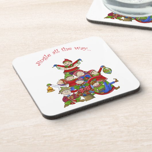 ジングルの小妖精や小人(2つを置いて下さい) コースター (左側)