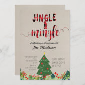 ジングルアンドミングルクリスマスパーティの招待状 招待状 (正面/裏面)