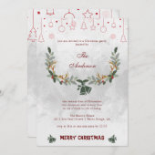 ジングルエレガントベルフローラホリデークリスマスパーティー シーズンカード (正面/裏面)
