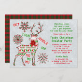 ジングルオン醜いクリスマスセーターパーティの招待状 シーズンカード (正面/裏面)