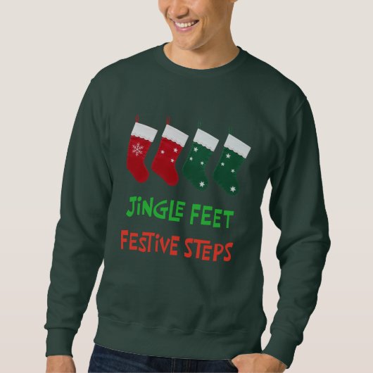 ジングルフィートのクリスマスソックスデザイン スウェットシャツ (正面)