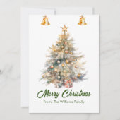 ジングルベルが付いた水彩のクリスマスツリー シーズンカード (正面)