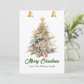 ジングルベルが付いた水彩のクリスマスツリー シーズンカード (スタンド正面)