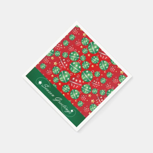 ジングルベルのクリスマスのオーナメントのデザインパターン スタンダードカクテルナプキン (角)