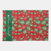 ジングルベルのクリスマスのオーナメントパターン キッチンタオル (横)
