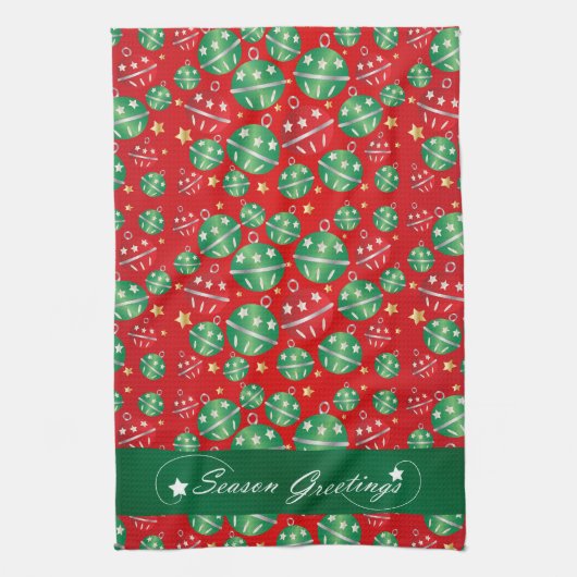ジングルベルのクリスマスのオーナメントパターン キッチンタオル (縦)