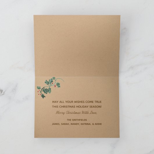 ジングルベルのヒイラギの休日のクリスマスの挨拶状 シーズンカード (内部)