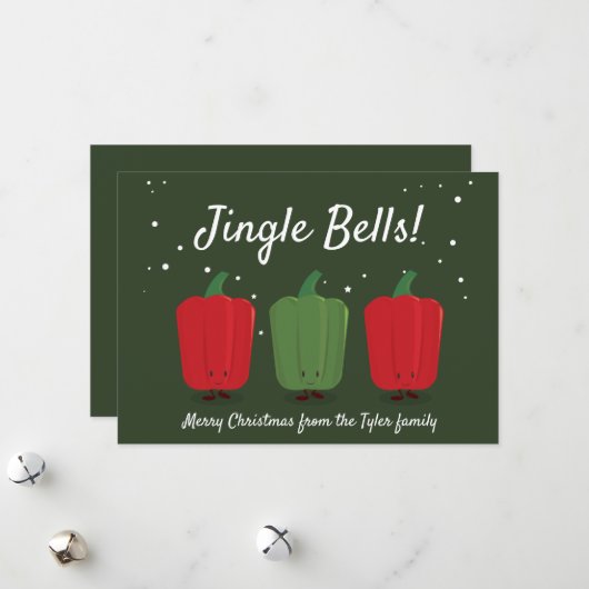 ジングルベルピーパーズおもしろいピュンフードカワイイクリスマス シーズンカード (正面/裏面インサイチュ)