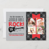 ジングルベルロックレッドギターミュージックフォトコラージュ シーズンカード (正面)