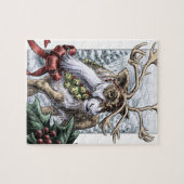 "ジングルベル"のクリスマスの休日のトナカイの芸術 ジグソーパズル (横)