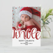 ジングルベル 赤タイプ ホリデー クリスマス フォト 招待状 (スタンド正面)
