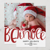 ジングルベル 赤タイプ ホリデー クリスマス フォト 招待状 (正面/裏面)