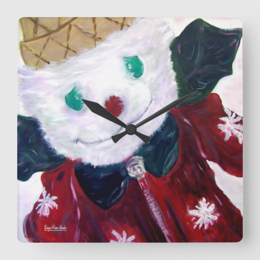 ジングル熊 スクエア壁時計 (正面)