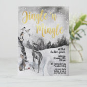 ジングル&ミングルウォーターカラーウッドランドパーティー招待状 招待状 (スタンド正面)